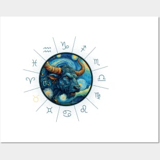 ZODIAC Taurus - Astrological TAURUS - TAURUS - ZODIAC sign - Van Gogh style - 6 Posters and Art